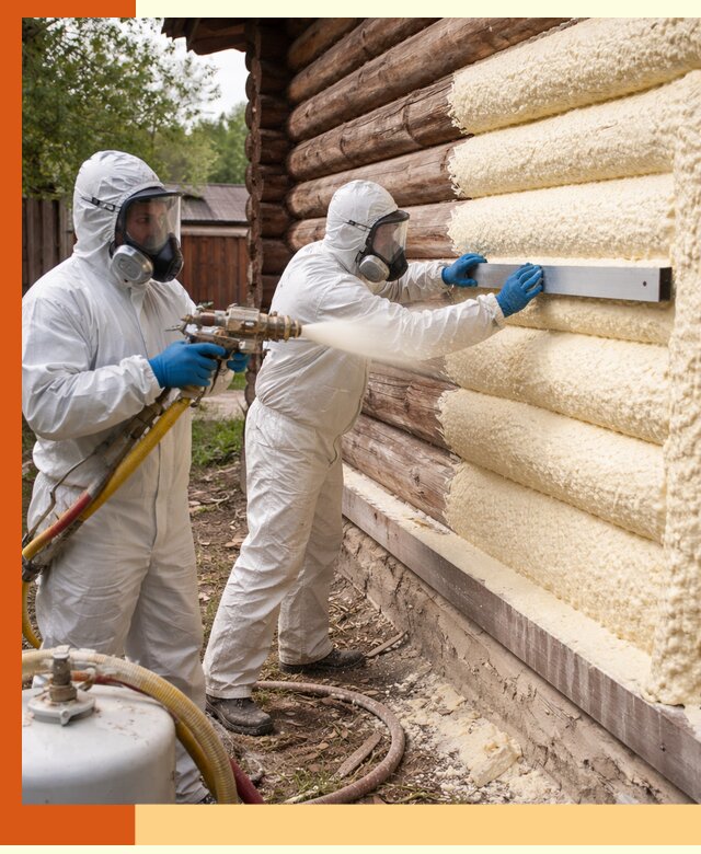 Утепление бревенчатого дома ППУ в Каменске-Уральском эффективной изоляцией