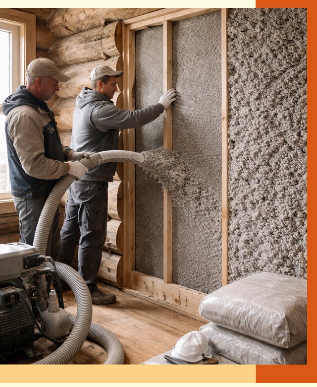 Утепление бревенчатого дома эковатой в Каменске-Уральском от 2925 руб. | ТепломастерКмн