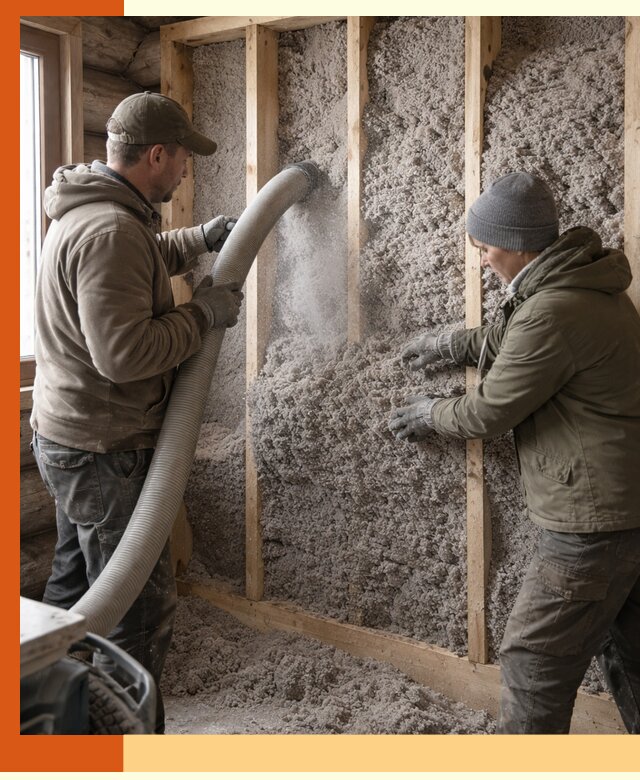 Утепление бревенчатого дома эковатой в Каменске-Уральском