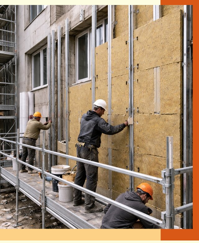 Утепление вентилируемого фасада в Каменске-Уральском от 5957 руб/м2 — монтаж и утепление вентфасад | ТепломастерКмн