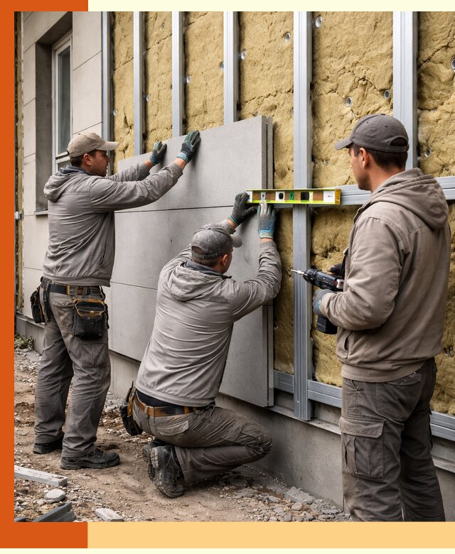 Утепление вентилируемого фасада под ключ в Каменске-Уральском